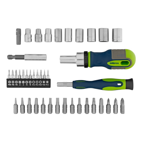 Отвертки реверсивные с набором бит и торцевыми головками, 41 шт, CrV Сибртех купить в Москве с доставкой по всей России | ProtosMarket.ru