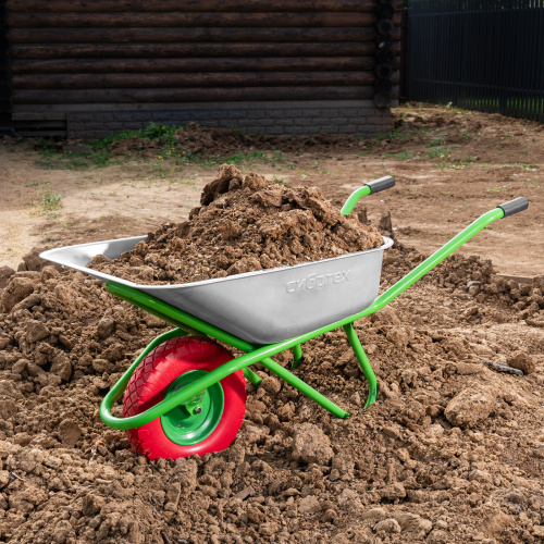 Тачка садово-строительная с PU колесом, грузоподъемность 180 кг, объем 90 л Сибртех купить в Москве с доставкой по всей России | ProtosMarket.ru