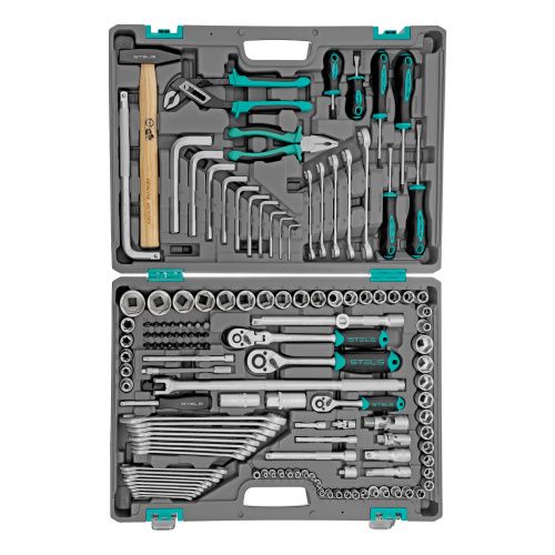 Набор инструментов, 1/2",3/8", 1/4", CrV, пластиковый кейс 142 предмета Stels купить в Москве с доставкой по всей России | ProtosMarket.ru