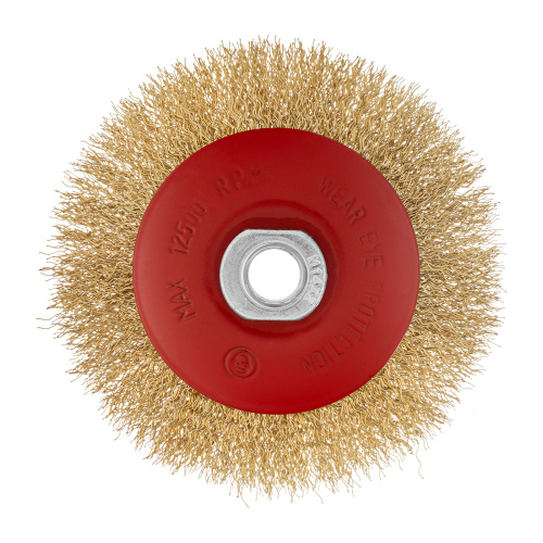 Щетка для УШМ, 115 мм, М14, "тарелка", латунированная витая проволока Matrix по ценам производителя в Казани с доставкой по всей России