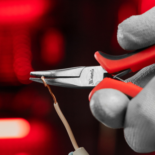 Длинногубцы изогнутые Mini, 130 мм, никелированные, авторазжим, двухкомпонентные рукоятки Matrix купить в Москве с доставкой по всей России | ProtosMarket.ru