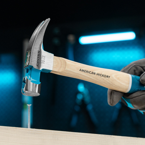 Молоток-гвоздодер, 280 г, угол 75, магнит, обрезиненная рукоятка American hickory GROSS купить в Москве с доставкой по всей России | ProtosMarket.ru