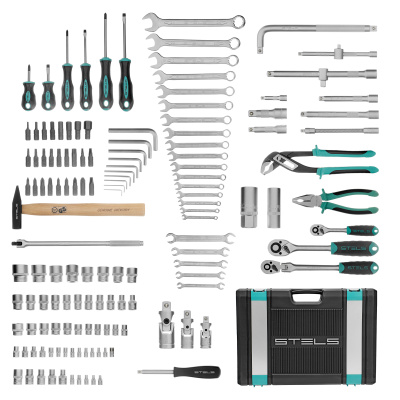 Набор инструментов, 1/2",3/8", 1/4", CrV, пластиковый кейс 142 предмета Stels купить в Москве с доставкой по всей России | ProtosMarket.ru