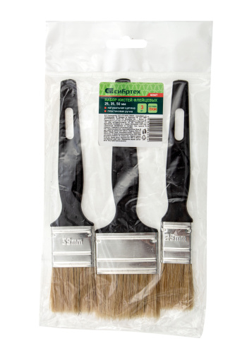 Набор кистей флейцевых 3 шт. (25 мм, 35 мм, 50 мм) натуральная щетина, пластиковая ручка Сибртех купить в Москве с доставкой по всей России | ProtosMarket.ru
