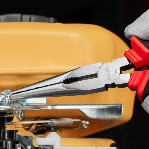 Длинногубцы прямые, 200 мм, хром-ванадий, двухкомпонентные рукоятки Matrix купить в Москве с доставкой по всей России | ProtosMarket.ru