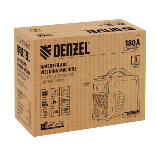 Аппарат инвертор. дуговой сварки SDM-180 Top, 180 А, ПВ 80% Denzel купить в Москве с доставкой по всей России | ProtosMarket.ru