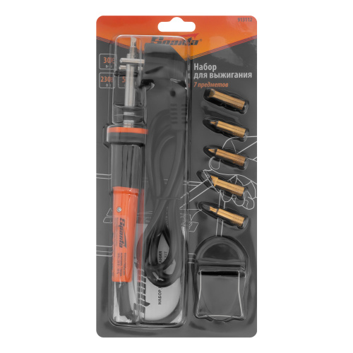 Набор для выжигания, 7 предметов: паяльник 30 Вт, подставка, жала сменные Sparta купить в Москве с доставкой по всей России | ProtosMarket.ru