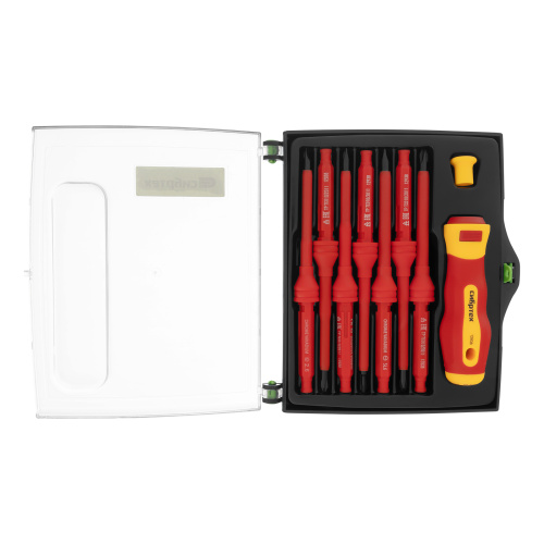 Отвертка со сменными жалами, диэлектрическая до 1000 В, 9 предметов, CrV Сибртех купить в Москве с доставкой по всей России | ProtosMarket.ru