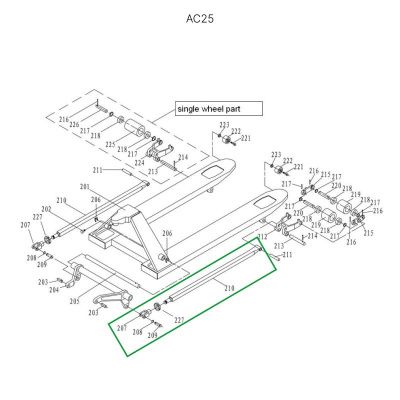 Подвильная тяга для гидравлических тележек AC25 1800 мм купить в Москве с доставкой по всей России | ProtosMarket.ru