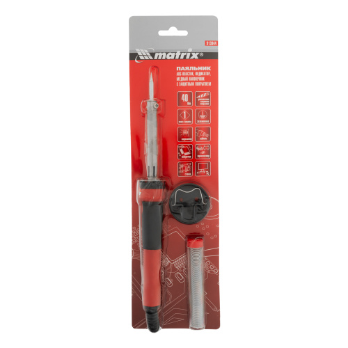 Паяльник, пластик ABS, класс защиты 1, индикатор, медный наконечник с долговечным покрытием, 220 В, 40 W Matrix купить в Москве с доставкой по всей России | ProtosMarket.ru