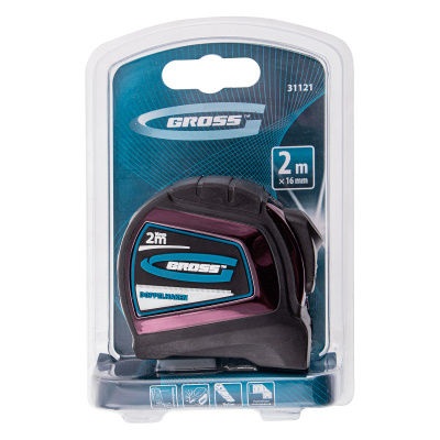 Рулетка "Doppelhaken",2 м x 16 мм,односторонний зацеп,Нейлон,двусторонняя шкала,автоматическая фиксация Gross по ценам производителя в Казани с доставкой по всей России