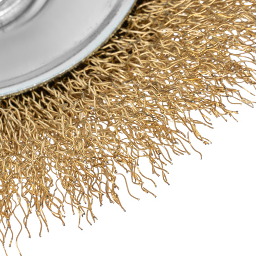 Щетка для УШМ, 115 мм, М14, "тарелка", латунированная витая проволока Matrix по ценам производителя в Казани с доставкой по всей России