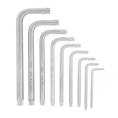 Набор ключей имбусовых Tamper-Torx , 9 шт: ТT10-ТT50.45x, закаленные, короткие, никель Сибртех купить в Москве с доставкой по всей России | ProtosMarket.ru