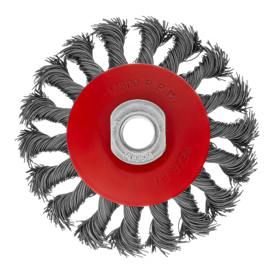 Щетка для УШМ, 100 мм, М14, "тарелка", крученая проволока 0.5 мм Matrix по ценам производителя в Казани с доставкой по всей России
