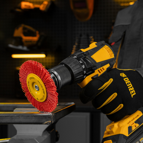 Щетка для дрели, 100 мм, Плоская, со шпилькой, нейлоновая щетина Denzel по ценам производителя в Казани с доставкой по всей России