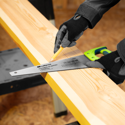 Ножовка по дереву"Зубец" для точных пильных работ, 350 мм, каленый зуб 2D, 14 TPI, двухкомпонентная рукоятка Сибртех купить в Москве с доставкой по всей России | ProtosMarket.ru