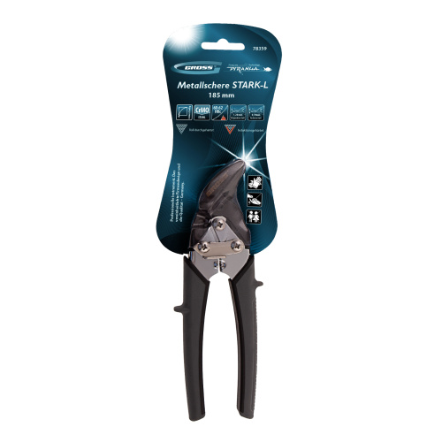 Ножницы по металлу "Piranha", 185 мм, прямой и левый рез, сталь СrM, двухкомпонентные рукоятки Gross купить в Москве с доставкой по всей России | ProtosMarket.ru