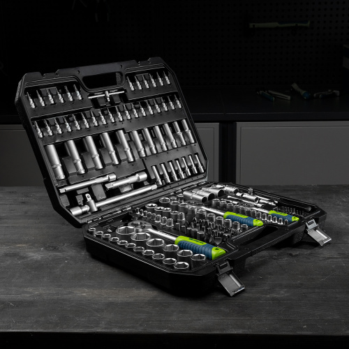 Набор инструментов, 1/2", 3/8", 1/4", пластиковый кейс 172 предм. Сибртех купить в Москве с доставкой по всей России | ProtosMarket.ru