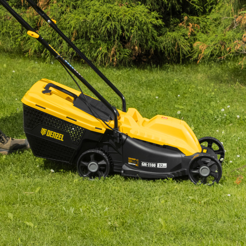 Газонокосилка электрическая GM-1100, 1100 Вт, шир. 32 см, 3 уров., травосб. 30 л Denzel купить в Москве с доставкой по всей России | ProtosMarket.ru