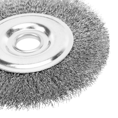 Щетка для УШМ, 150 мм, "Плоская", витая нержавеющая проволока 0.3 мм, посадка 22.2 мм Denzel по ценам производителя в Казани с доставкой по всей России
