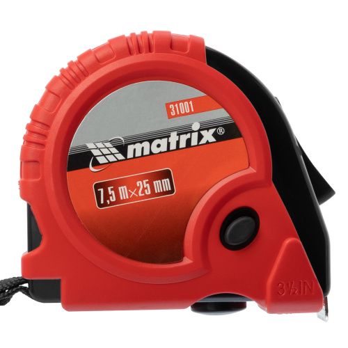 Рулетка Rubber,7,5 м х 25 мм,обрезиненный корпус Matrix по ценам производителя в Казани с доставкой по всей России