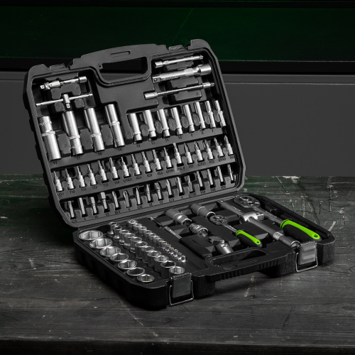 Набор инструмента, 1/2", 1/4", пластиковый кейс, 108 предметов Сибртех купить в Москве с доставкой по всей России | ProtosMarket.ru