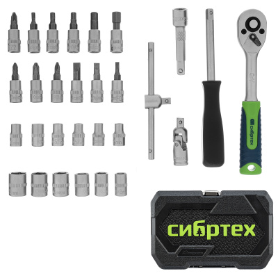 Набор инструментов, 1/4", пластиковый кейс, 29 предметов Сибртех купить в Москве с доставкой по всей России | ProtosMarket.ru