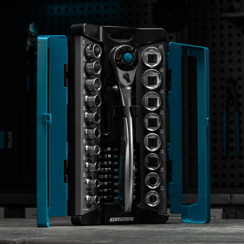 Набор торцевых головок, трещотка 120 зубьев, 1/2", CrV, 36 предметов Gross купить в Москве с доставкой по всей России | ProtosMarket.ru