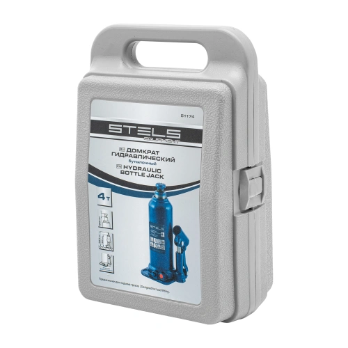 Домкрат гидравлический бутылочный, 4 т, h подъема 188-363 мм, в пластиковом кейсе Stels купить в Москве с доставкой по всей России | ProtosMarket.ru
