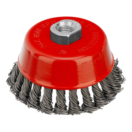 Щетка для УШМ, 100 мм, М14, "чашка", крученая проволока 0.8 мм Matrix по ценам производителя в Казани с доставкой по всей России