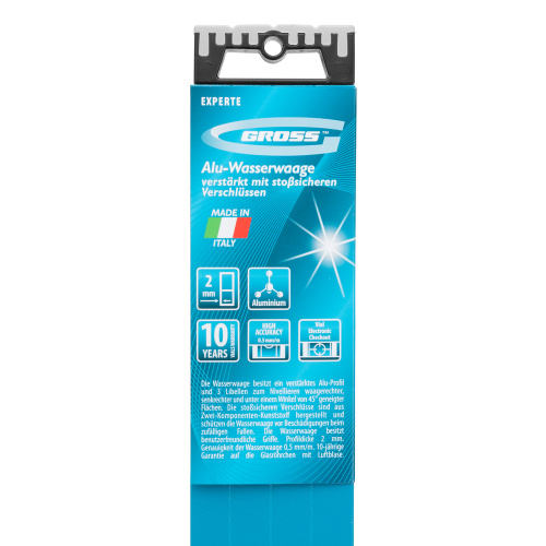 Уровень алюминиевый, 2000 мм, усиленный с ударопрочными заглушками, рукоятки, 3 глазка Gross купить в Москве с доставкой по всей России | ProtosMarket.ru