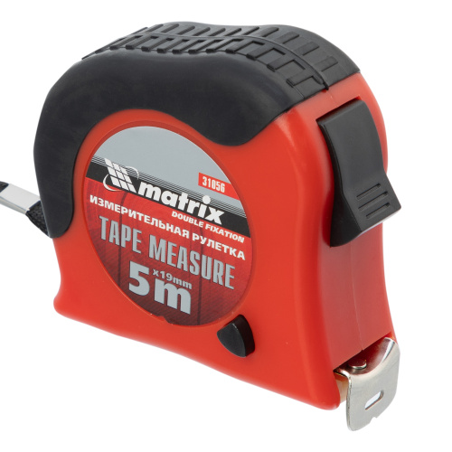 Рулетка Double fixation,5 м х 19 мм,обрезиненный корпус,двойная плавная фиксация Matrix по ценам производителя в Казани с доставкой по всей России