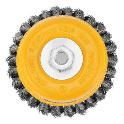 Щетка для УШМ, 125 мм, "Чашка", крученая нержавеющая проволока 0.5 мм, М14 Denzel по ценам производителя в Казани с доставкой по всей России