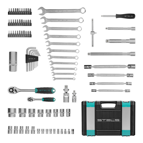 Набор инструментов, 1/2", 1/4", CrV, пластиковый кейс 88 предметов Stels купить в Москве с доставкой по всей России | ProtosMarket.ru