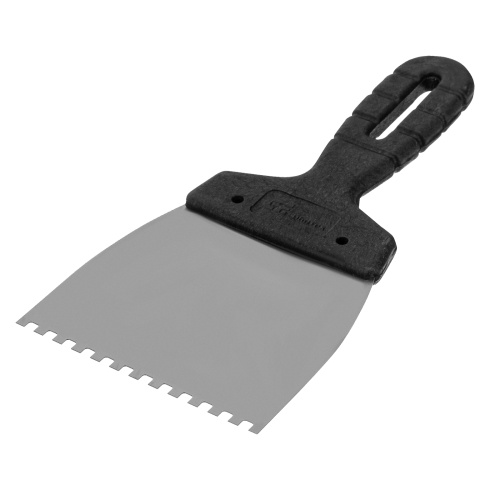 Шпатель из нержавеющей стали, 100 мм, зуб 4 х 4 мм, пластмассовая ручка Сибртех купить в Москве с доставкой по всей России | ProtosMarket.ru
