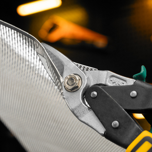 Ножницы по металлу, 270 мм, прямой и правый рез, сталь-СrMo, трехкомпонентные рукоятки Denzel купить в Москве с доставкой по всей России | ProtosMarket.ru