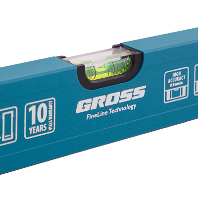 Уровень алюминиевый усиленный, 1200 мм, 3 глазка Gross купить в Москве с доставкой по всей России | ProtosMarket.ru