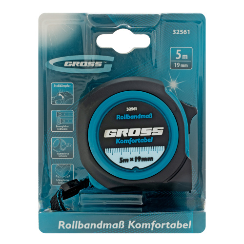 Рулетка Komfortabel 5 м х 19 мм,обрезиненный корпус Gross по ценам производителя в Казани с доставкой по всей России