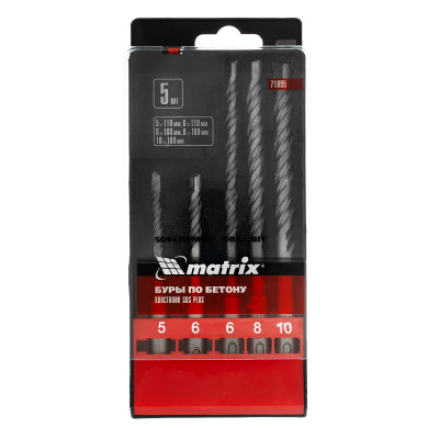 Набор буров по бетону, 5-6 х 110.6-8-10 х 160 мм, 5 шт, в пластиковой коробке, SDS Plus Matrix купить в Москве с доставкой по всей России | ProtosMarket.ru