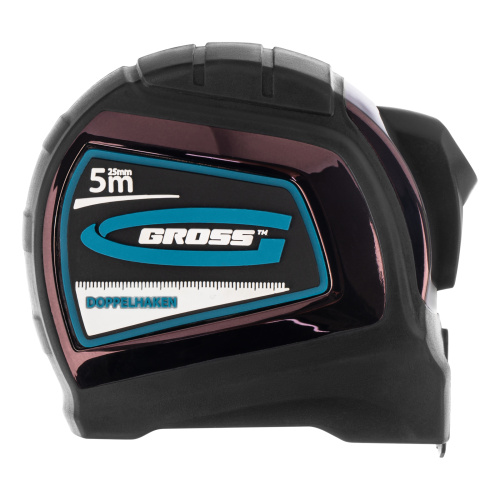 Рулетка "Doppelhaken",5 м x 25 мм,двухсторонний зацеп,Нейлон,двусторонняя шкала,автоматическая фиксация Gross по ценам производителя в Казани с доставкой по всей России