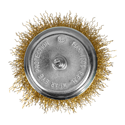 Щетка для дрели, 75 мм, "чашка" со шпилькой, латунированная витая проволока Matrix по ценам производителя в Казани с доставкой по всей России