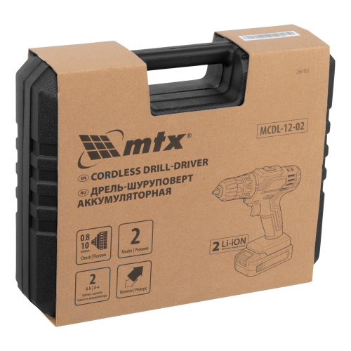 Дрель-шуруповерт аккумуляторная MCDL-12-02, Li-Ion, 12 В, 2 акк. MTX по ценам производителя в Казани с доставкой по всей России