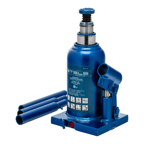 Домкрат гидравлический бутылочный телескопический, 6 т, H подъема 170-420 мм Stels купить в Москве с доставкой по всей России | ProtosMarket.ru