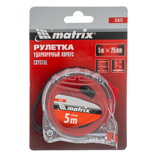 Рулетка Crystal,5 м х 25 мм,корпус из поликарбоната Matrix по ценам производителя в Казани с доставкой по всей России