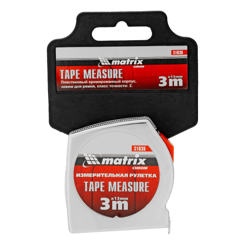 Рулетка Chrom,3 м x 13 мм,хромированный корпус Matrix по ценам производителя в Казани с доставкой по всей России