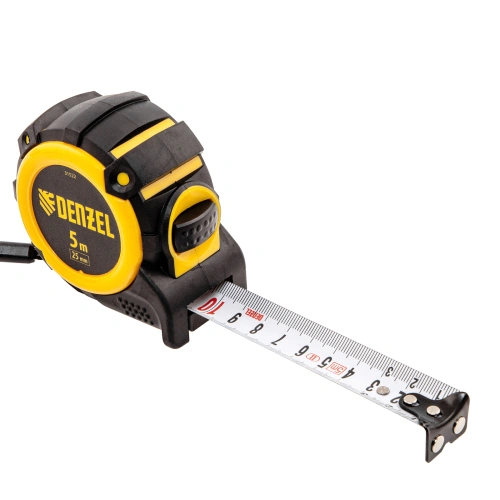 Рулетка 5м х 25мм, автоматич. фиксац., нейлон. покрытие, магнит. зацеп, двухстор. разметка Denzel купить в Москве с доставкой по всей России | ProtosMarket.ru