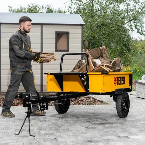 Прицеп для мотоблока TT-500, оцинк., груз. 500 кг, рег. сцепка, колеса 4.00-10, в упаковке Denzel по ценам производителя в Казани с доставкой по всей России