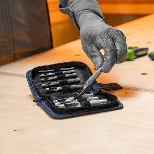 Набор пробойников для кожи 2 3 4 5 6 8 9 10 13 мм, 9 шт, чехол Сибртех купить в Москве с доставкой по всей России | ProtosMarket.ru