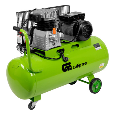 Компрессор воздушный КР-2200/100, 2.2 кВт, 350 л/мин, 100 л, ременной привод, масляный Сибртех купить в Москве с доставкой по всей России | ProtosMarket.ru