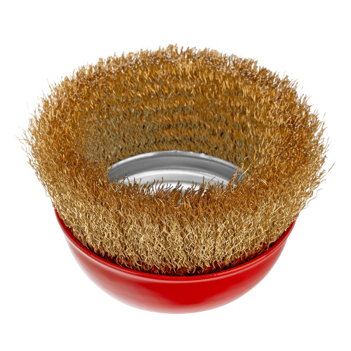 Щетка для УШМ, 100 мм, М14, "чашка", латунированная витая проволока Matrix по ценам производителя в Казани с доставкой по всей России